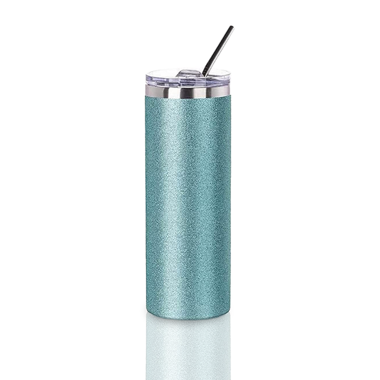 20 oz Teal Straight Glitter Sublimation Tumbler